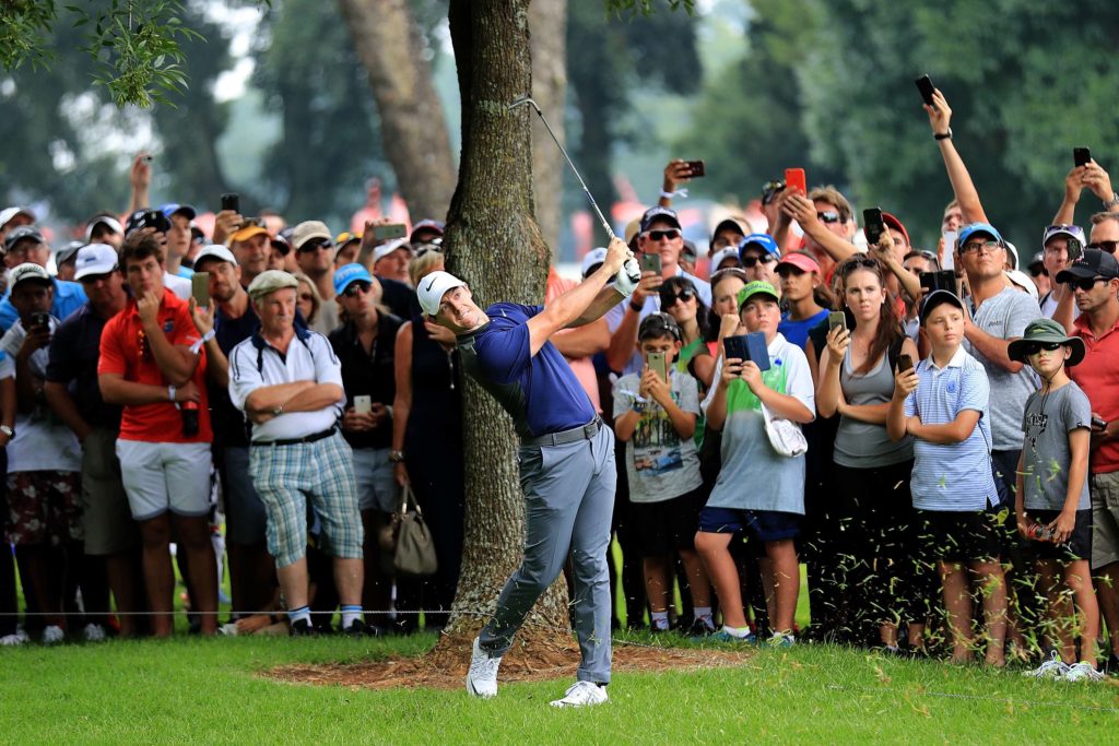 JOHANNESBURG, SOUTH AFRICA - JANUARY 14: Rory McIlroy of Northern Ireland hits his second shot on the 1st hole during day three of the BMW South African Open Championship at Glendower Golf Club on January 14, 2017 in Johannesburg, South Africa. (Photo by David Cannon/Getty Images)