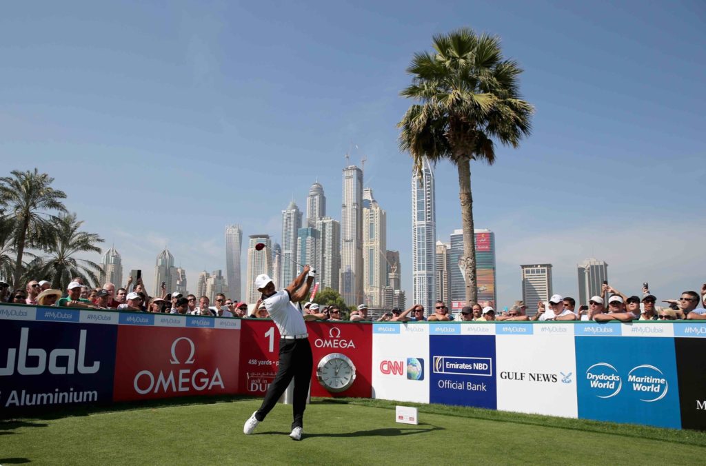 during The Champions Challenge match as part of the 25th Anniversary Celebrations at Emirates Golf Club on January 28, 2014 in Dubai, United Arab Emirates.